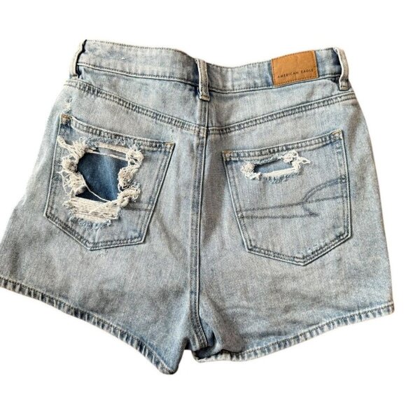 American Eagle Outfitters Light Wash Distressed Denim Festival Jean Shorts 2 - Picture 3 of 9